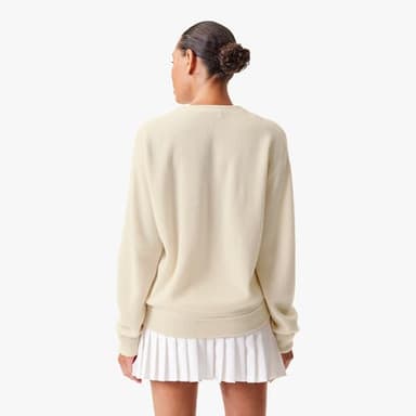 Lacoste Women's V-Neck Cashmere Pullover Sweater, Cream, 32 - Image 3