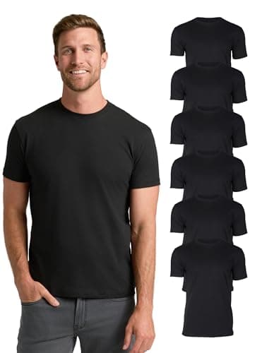 True Classic Mens T-Shirts – Short Sleeve Crew Neck T Shirts for Man, Cotton Blend Plain Novelty Men's T-Shirts, Pack of 6, Black, XL - Image 1