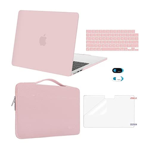MOSISO Compatible with MacBook Air 13 inch Case 2025 2024 2023 2022 M4 A3240 M3 A3113 M2 A2681, Hard Shell&Sleeve Bag&Keyboard Skin&Webcam Cover&Screen Film for MacBook Air 13.6 inch, Baby Pink - Image 1