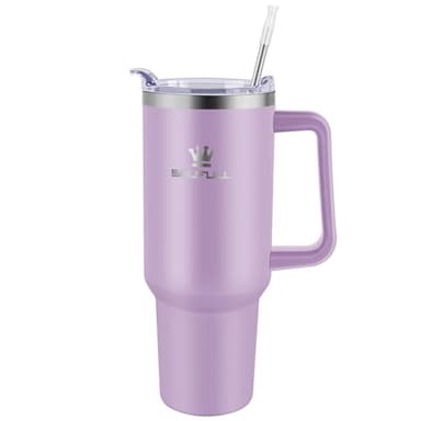 40 oz Tumbler with Handle and Straw Lid, 100% Leak-proof Travel Coffee Mug, Stainless Steel Insulated Cup for Hot Cold Beverages, Keeps Cold for 34Hrs or Hot for 10Hrs, Dishwasher Safe (LightPurple) - Image 4