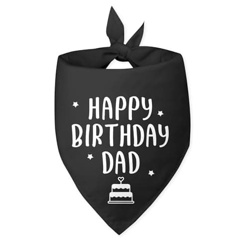 Happy Birthday Dad Dog Bandana for Dogs Black Bandana Funny Birthday Photo Prop Pet Scarf Accessories for Pet Dogs Lovers - Image 1