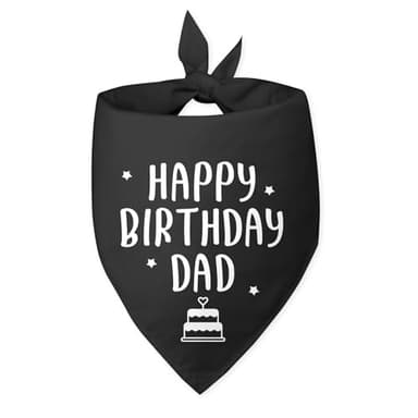 Happy Birthday Dad Dog Bandana for Dogs Black Bandana Funny Birthday Photo Prop Pet Scarf Accessories for Pet Dogs Lovers - Image 1