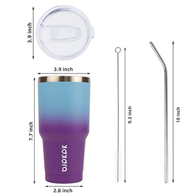 BJPKPK 30oz Color Block Tumbler With Lid And Straw,Stainless Steel Double Wall Vacuum Insulated Tumblers,Ocean Dream - Image 4