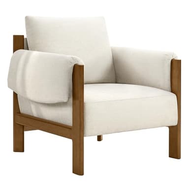 CHITA Accent Chair, Mid Century Modern Fabric Upholstery Armchair for Living Room, Solid Wood Frame, Fabric in Linen - Image 5