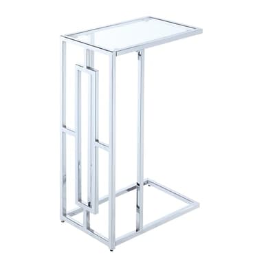 Convenience Concepts Town Square Chrome C End Table 15.75" - Contemporary C Couch Table, Modern Living Room Glass Side Table, Family Room Sliding End Table, Glass/Chrome - Image 1