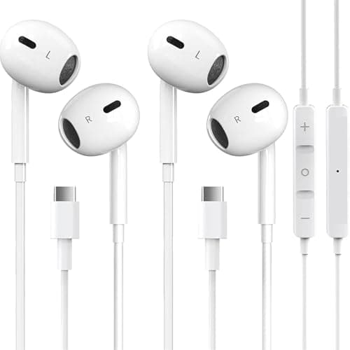 2 Packs USB C Headphones for iPhone 17/16/15 Earbuds with Microphone & Volume Control HiFi Stereo Type C Earphones for Galaxy S23/S22/S21/S20/Ultra Note 10/20, for Pixel 7/6/6a/5/4 OnePlus 9 8 - Image 1