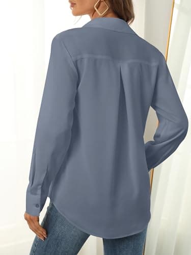 Beach Cover up for Women Womens Button Down Long Sleeve Collar Cute Boho Aesthetic Coverups and Resort wear Women's Beachy ups Shirts Tops Outfits Clothes Shirt Clothing Attire top Grey Size XL - Image 2