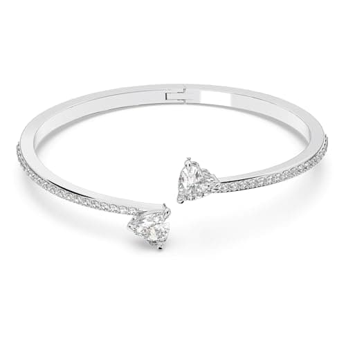 SWAROVSKI Mesmera Bangle Bracelet, Heart-Shaped Clear Crystals on a Rhodium Finish Cuff, Size L, from the Swarovski Attract Soul Collection - Image 1