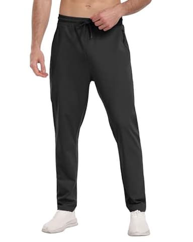 3 Pack Mens Athletic Sweatpants with Zipper Pockets,Workout Gym Joggers Pants for Men Running Jogging Pants-3Black-M - Image 2