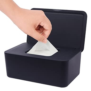 Wipes Dispenser, Wipe Holder for Baby & Adult, Seposeve Refillable Wipe Container, Keeps Wipes Fresh, Far from Dirty Wipes, Easy Open/Close Wipes Pouch Case, Black - Image 1