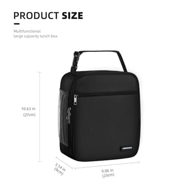 Lovoeo Lunch box Lunch bag for men women Insulated Lunchbox Lunch bags for Work Picnic Travel (Black) - Image 2