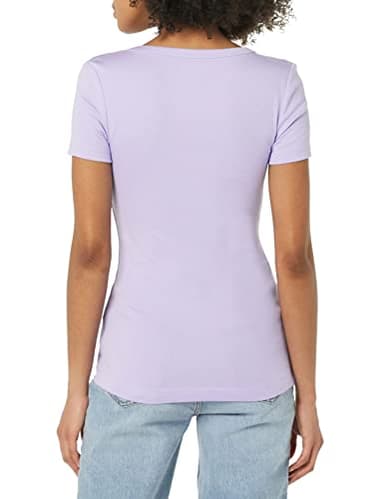 Amazon Essentials Women's Slim-Fit Short-Sleeve V-Neck T-Shirt, Pack of 2, Black/Lavender, XX-Large - Image 4