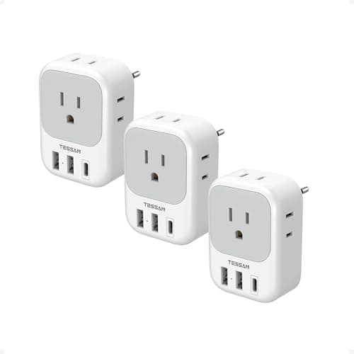 TESSAN European Travel Plug Adapter USB C 3 Pack, US to Europe Plug Adaptor with 4 AC Outlets 3 USB Charging Ports, Type C Power Adapter for USA to EU Euro Spain France Iceland Italy Germany Greece - Image 1