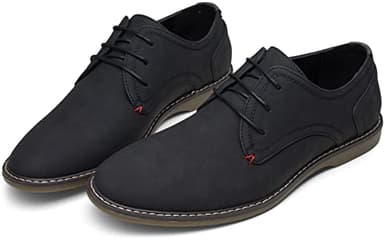 Jousen Men's Oxford Suede Business Casual Dress Shoes Plain Toe Oxfords Classic Formal Derby Shoes (AMY615 Black 10.5) - Image 9