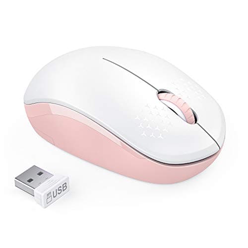 seenda Wireless Mouse, 2.4G Noiseless Mouse with USB Receiver Portable Computer Mice for PC, Tablet, Laptop, Notebook - Pink & White - Image 1