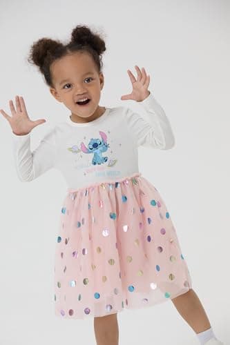 Disney Lilo & Stitch Dress Toddler Girls A-Line Long Sleeve Polka Dot Double-Layered Tulle Winter Fall Clothes Kids Birthday Gift Party Outfit 4-5T - Image 5