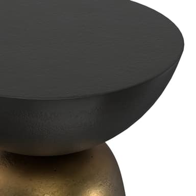 SIMPLIHOME Clement Cast Aluminum Side Table, 15.25" Round, 24" Tall, Black Nickel/Antique Brass, Industrial Hourglass Design for Living Room - Image 9