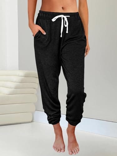 AUTOMET Sweatpants Women with Pockets Lounge Pajama Pants Work Joggers Fall Clothes Winter Business Casual Outfits 2025 Black S - Image 6