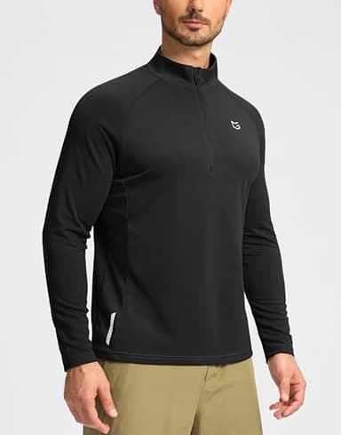 G Gradual Men's Running Shirts Long Sleeve Athletic Shirt Lightweight Quick Dry Quarter Zip Pullover for Men Workout Gym Golf(Black,L) - Image 2