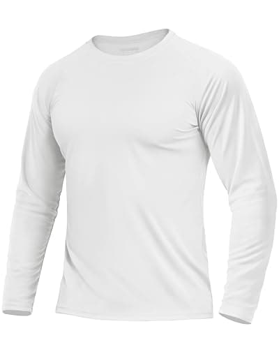 Boladeci Rash Guard for Men SPF Shirts Long Sleeve Lightweight UPF 50+ Sun Protection Swim Shirts Quick Dry UV Surf Water Running Fishing Tee T-Shirts White - Image 1
