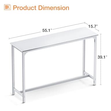 ODK 55 Inch Bar Table, Bar Height Pub Table, Counter Height Bar Table, Rectangular High Top Kitchen & Dining Counter Tables with Sturdy Legs & Easy-to-Clean Top, Indoor use, White - Image 3