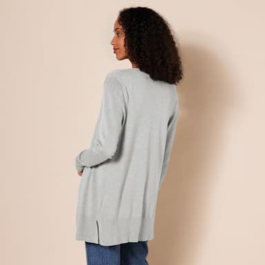 Amazon Essentials Women's Lightweight Open-Front Cardigan Sweater (Available in Plus Size), Light Grey Heather, Large - Image 3