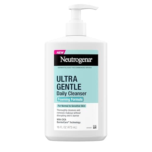 Neutrogena Ultra Gentle Foaming Facial Cleanser, Fragrance Free Hydrating Face Wash for Sensitive Skin, Daily Non Over Drying Makeup Remover, Hypoallergenic, Soap & Dye Free, Non-Comedogenic, 16 Fl Oz - Image 1