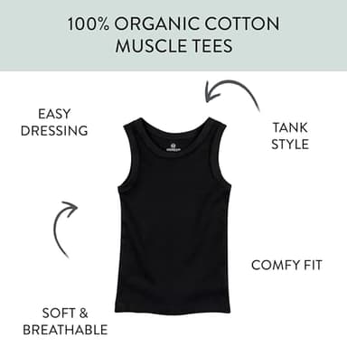 HonestBaby Sleeveless Muscle T-shirts 100% Organic Cotton for Infant Baby and Toddler Boys, Girls, 5-Pack Gray Ombre, 24 Months - Image 2
