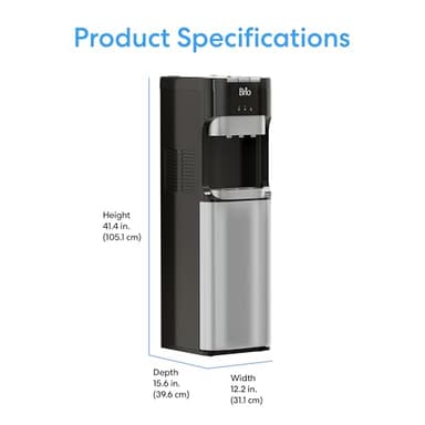 Brio Bottom Loading Water Cooler Dispenser for 5 Gallon Bottles - 3 Temperatures with Hot, Room & Cold Spouts, Child Safety Lock, LED Display with Empty Bottle Alert, Stainless Steel - Image 9