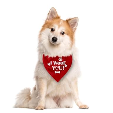 I Woof You Dog Bandana, Red Dog Bandana, Funny Cute Dog Bandana, Pet Dog Scarf Accessories, Pet Dog Triangle Scarf, Accessories for Small Medium Dogs Pets, Gift for Dog Lover (F48) - Image 2