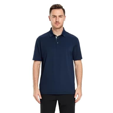 M MAELREG Mens Pique Polo Shirts Short Sleeve Performance Moisture Wicking Quick Dry Casual Golf Shirts for Men Navy - Image 2