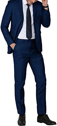 WEEN CHARM Men's Suits Regular Fit 2 Piece Wedding Tuxedo Two Button Groom Prom Party Solid Blazer Pants Suit Set - Image 6