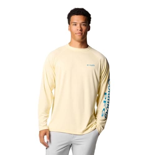 Columbia Men's Terminal Tackle Long Sleeve Shirt, Lemon Wash/Blue Echo Logo, Medium - Image 1