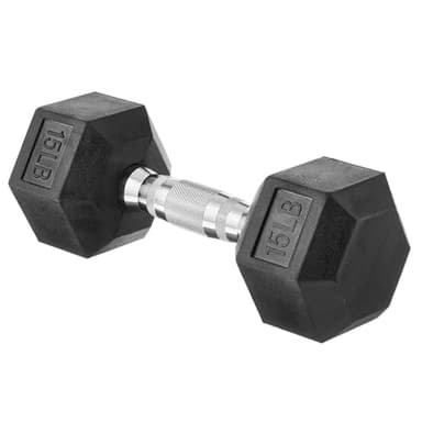 Amazon Basics Rubber Hex Dumbbell Hand Weight, 15 Pounds, Single - Image 1