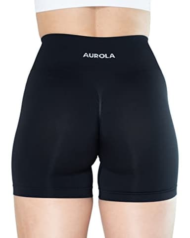 AUROLA Dream Collection Women Workout Shorts High Waist Gym Shorts, Scrunch Butt Seamless Athletic Shorts,Dark Black,S - Image 4