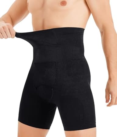 TAILONG Mens Shapewear Tummy Control Underwear Compression Shorts Slimming Body Shaper Leg Boxer Briefs Black - Image 1