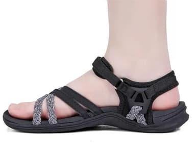 UBFEN Womens Hiking Sandal Sport Sandal Straps with Adjustable Hooks Arch Support Vacation Casual Comfortable Outdoor Adventure Camping Size 6 Black Grey - Image 2