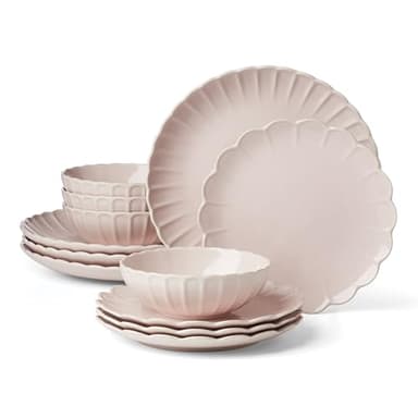 Lenox 896912 French Perle Scallop Blush 12-Piece Dinnerware Set - Image 1