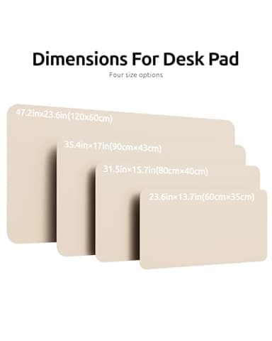 YSAGi Leather Desk Protector, Office Mat, Large Mouse Mat, Non-Slip PU Leather Blotter, Laptop Pad, Waterproof Writing Pad for Office and Home (Eggshell, 47.2" x 23.6") - Image 4