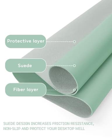 YSAGi Non-Slip Leather Desk Pad L Size, Waterproof Laptop Computer Desk Keyboard Mat, Table Protector Blotter Mat, Large Mouse Pad for Office/Work/Home/Decor(Pale Green, 35.4" x 17") - Image 4