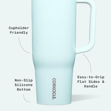 Corkcicle Cruiser Insulated Tumbler - Keeps Drinks Cold 20 Hours - Triple-Insulated Stainless Steel - Spill-Proof Lid - Summer Drinkware Gift - Keeps Drinks Ice Cold - 40 oz - Gloss Powder Blue - Image 4