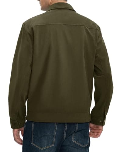 Rdruko Men's Casual Corduroy Jacket Lightweight Bomber Style Shirt Jacket Vintage Fall Winter Coat Army Green XL - Image 3