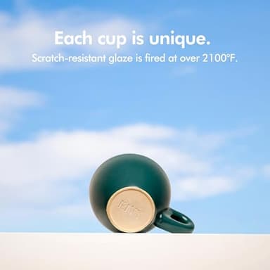 KIVY Cappuccino cups set of 4 [8oz] - Thick-walled stoneware cappuccino cup set for latte art - Cappuccino coffee cups - Tazas de cafe - Latte cups - Latte art cup and saucer set of 4 - Green, Blue - Image 8