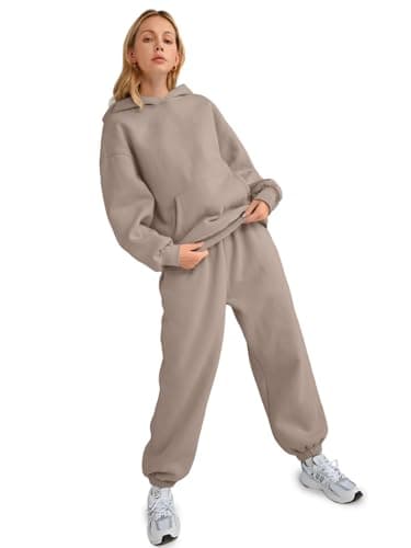 AUTOMET Sweatsuits Women 2 Piece Outfit Lounge Plus Size Fall Fashion Deals 2025 Tracksuits Oversized Sweatshirt and Sweatpants Casual Teen Girls Clothing CoffeeGrey L - Image 5