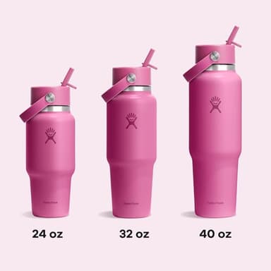 Hydro Flask Travel Water Bottle - Insulated Stainless Steel - Wide Straw Lid, Non Spill, Leakproof in 32 Oz Reef Pink - Image 8