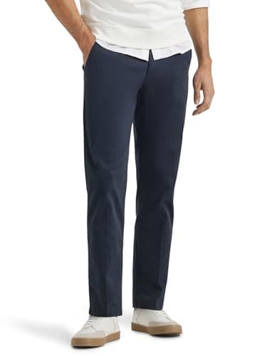 Lee Men's Extreme Motion Flat Front Regular Straight Pant Navy 36W x 34L - Image 1