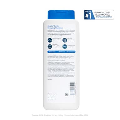 CeraVe Gentle Hydrating Shampoo, With Ceramides, Niacinamide & Hyaluronic Acid For Soft, Healthy Looking Hair & Scalp, Sulfate Free & Color Safe Shampoo, For All Hair Types, 12 Oz - Image 12
