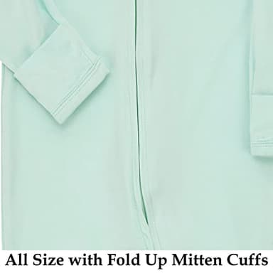 Aablexema Baby Zipper Pajamas Bamboo Rayon, 3pcs Unisex Infant Onesie with Mitten Long Sleeve Footed Pjs(Navy & Mint & Coffee,3-6m) - Image 4