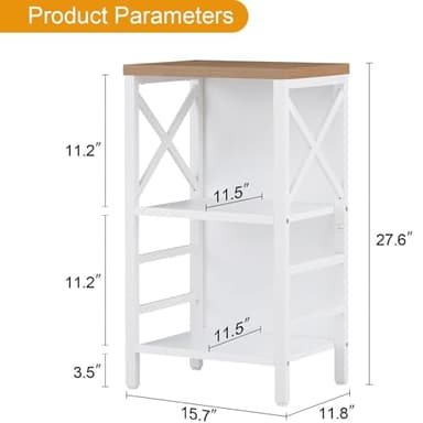 MNEETRUNG Small Bookshelf,3 Tier Industrial Bookcase with Metal Frame and Backboard,Low White Book Shelf,Book case for Small Spaces,Living Room,Bedroom and Home Office - Image 3