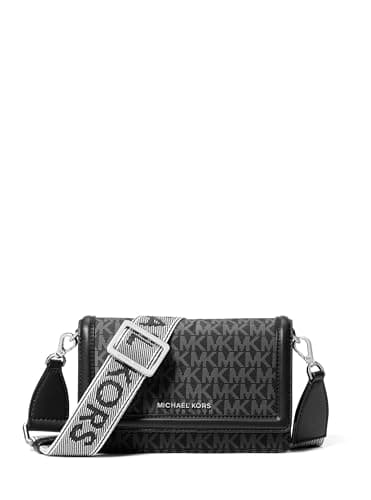 Michael Kors Women's Jet Set Small Phone Crossbody Bag, Silver-Tone Hardware/Black - Image 1